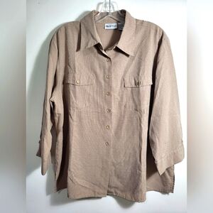 apparenza tan button down shirt women's XL  #2235
